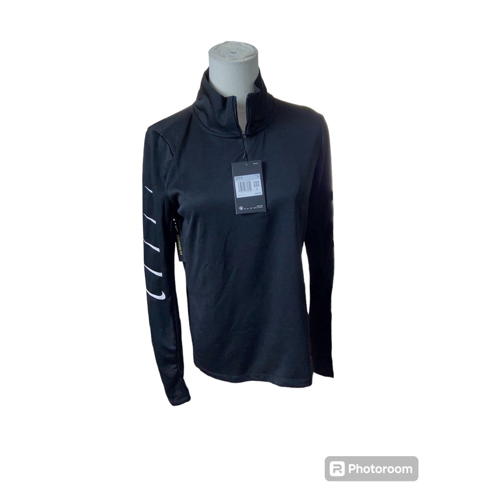 nike running dri fit 1/4 zip pullover XS Black Women's CI9497-010‎